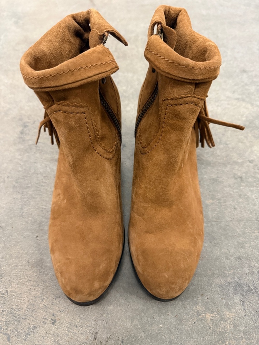 Sam Edelman Suede Ankle Booties in Chestnut Brown